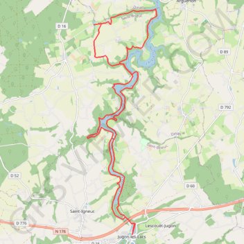 Itinéraire L'Arguenon, de Jugon au chateau de la Hunaudaye, distance, dénivelé, altitude, carte, profil, trace GPS