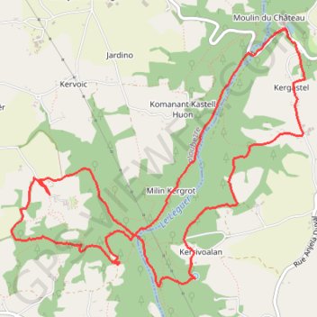 Itinéraire Tonquédec - Kergrist, distance, dénivelé, altitude, carte, profil, trace GPS