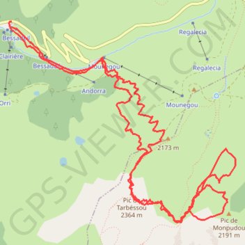 Itinéraire Pic de Tarbésou, distance, dénivelé, altitude, carte, profil, trace GPS