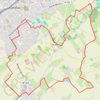 Itinéraire Les Becques de Comines, distance, dénivelé, altitude, carte, profil, trace GPS