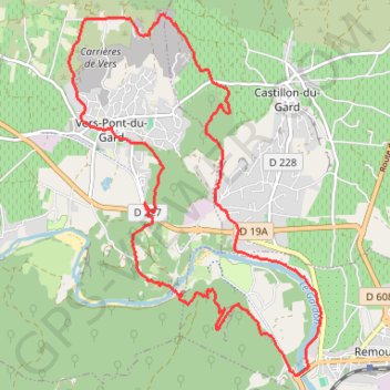 Itinéraire Pont du Gard et Gardon, distance, dénivelé, altitude, carte, profil, trace GPS