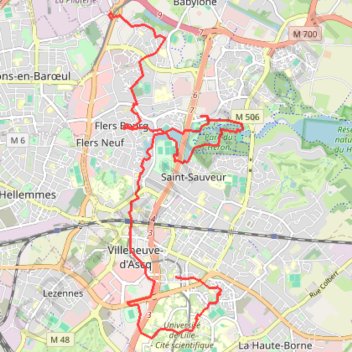 Itinéraire Villeneuve d'Ascq, distance, dénivelé, altitude, carte, profil, trace GPS