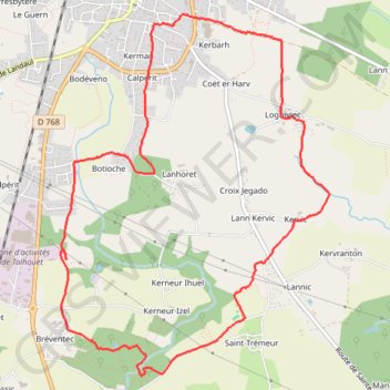 Itinéraire 20171019 Pluvigner, Saint Tremeur, distance, dénivelé, altitude, carte, profil, trace GPS