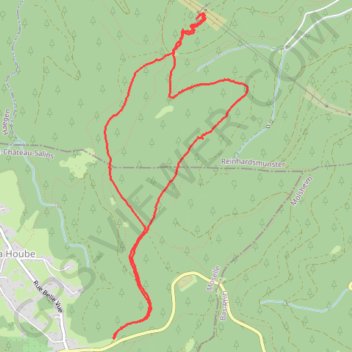 Itinéraire La Hoube, Geissfels, distance, dénivelé, altitude, carte, profil, trace GPS