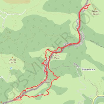 Itinéraire Abraku, Urrixka depuis le col d'Ixtauz, distance, dénivelé, altitude, carte, profil, trace GPS