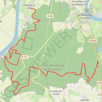 Itinéraire Forêt de Brotonne - Vatteville la Rue, distance, dénivelé, altitude, carte, profil, trace GPS