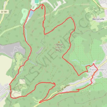Itinéraire Pierrevillers - Tour de Drince, distance, dénivelé, altitude, carte, profil, trace GPS