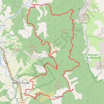 Itinéraire Les Balcons du Glandasse - Valcroissant, distance, dénivelé, altitude, carte, profil, trace GPS