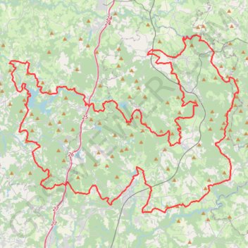 Itinéraire Tour des Monts d'Ambazac (Haute-Vienne), distance, dénivelé, altitude, carte, profil, trace GPS