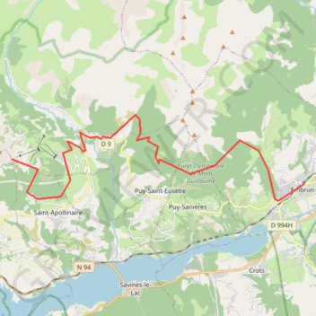 Itinéraire Chabrieres - Embrun, distance, dénivelé, altitude, carte, profil, trace GPS