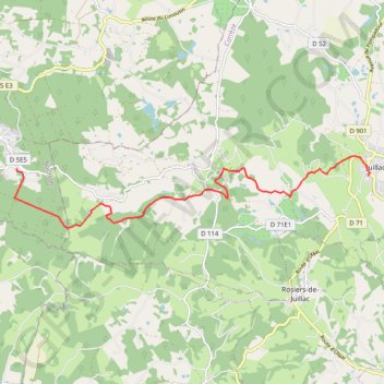 Itinéraire Juillac-Clairvivre, distance, dénivelé, altitude, carte, profil, trace GPS