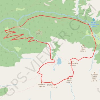Itinéraire Monteixo et pic de Norís depuis le pla de la Selva, distance, dénivelé, altitude, carte, profil, trace GPS