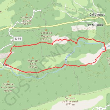 Itinéraire Gars - Mujouls, distance, dénivelé, altitude, carte, profil, trace GPS