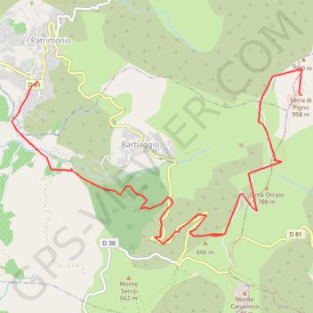 Itinéraire Pigna - Tegnine - Patrimonio, distance, dénivelé, altitude, carte, profil, trace GPS