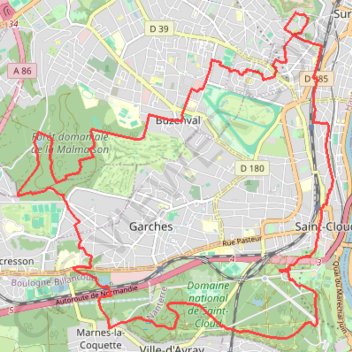 Itinéraire Parc de Saint-Cloud, distance, dénivelé, altitude, carte, profil, trace GPS