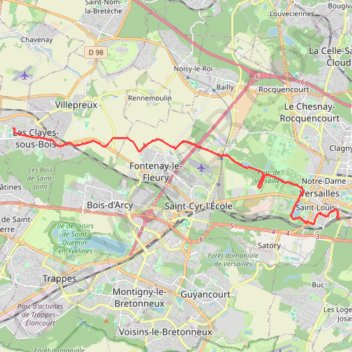 Itinéraire Maison gare Chantiers Versailles, distance, dénivelé, altitude, carte, profil, trace GPS