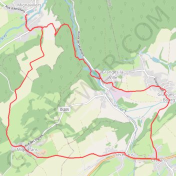 Itinéraire La seigneurie de granges, distance, dénivelé, altitude, carte, profil, trace GPS