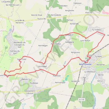 Itinéraire Crcuit à Ploemel, distance, dénivelé, altitude, carte, profil, trace GPS
