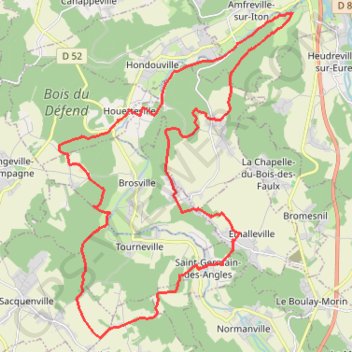 Itinéraire Autour de Brosville, distance, dénivelé, altitude, carte, profil, trace GPS