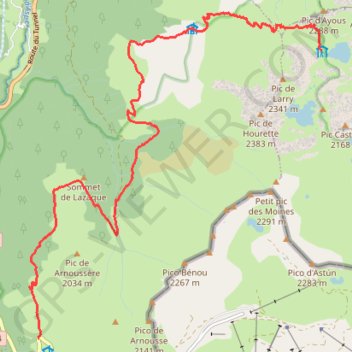 Itinéraire Vallée d'Aspe, de Peyrenère au refuge d'Ayous, distance, dénivelé, altitude, carte, profil, trace GPS