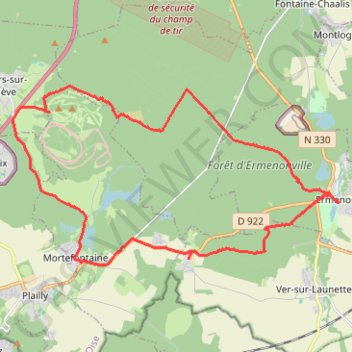 Itinéraire Ermenonville - Mortefontaine, distance, dénivelé, altitude, carte, profil, trace GPS