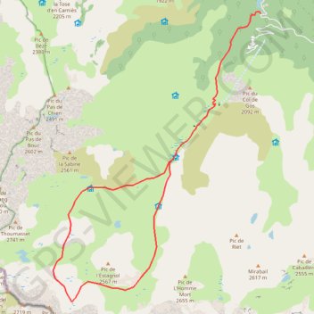 Itinéraire Crête du Sal par le refuge de Quioulès, distance, dénivelé, altitude, carte, profil, trace GPS