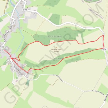 Itinéraire Chemin de la vallée des prêtres (Magnicourt-en-Comte), distance, dénivelé, altitude, carte, profil, trace GPS