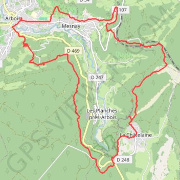 Itinéraire Arbois - Reculée du Fer à Cheval, distance, dénivelé, altitude, carte, profil, trace GPS
