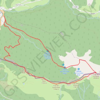 Itinéraire Cap de la Pique depuis la douane de Melles, distance, dénivelé, altitude, carte, profil, trace GPS