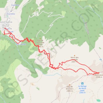 Itinéraire Mont Jovet, distance, dénivelé, altitude, carte, profil, trace GPS