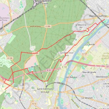 Itinéraire De Maisons-Laffitte à Chambourcy, distance, dénivelé, altitude, carte, profil, trace GPS