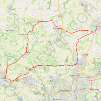 Itinéraire Gouesnou - Milizac - Saint-Renan-sur-route, distance, dénivelé, altitude, carte, profil, trace GPS