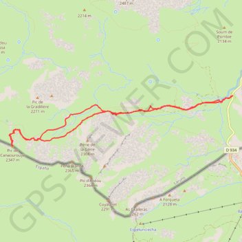 Itinéraire Pic de Canaourouye, distance, dénivelé, altitude, carte, profil, trace GPS