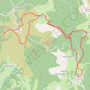 Itinéraire CHAUMEIL, distance, dénivelé, altitude, carte, profil, trace GPS