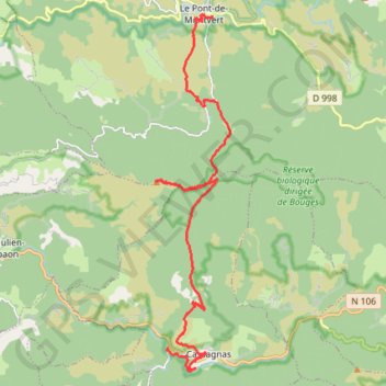 Itinéraire GR 70 Pont de Montvert - Gare de Cassagnas, distance, dénivelé, altitude, carte, profil, trace GPS