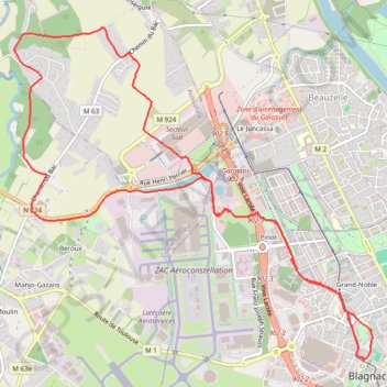 Itinéraire Des usines Airbus au Baroudet par Aeroscopia - Blagnac, distance, dénivelé, altitude, carte, profil, trace GPS