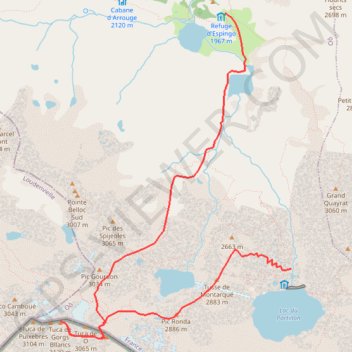 Itinéraire 406 - gourgs blancs VN, distance, dénivelé, altitude, carte, profil, trace GPS