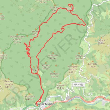 Itinéraire Bertiz-Aizkolegi, distance, dénivelé, altitude, carte, profil, trace GPS