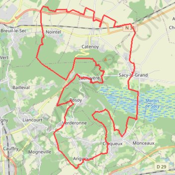 Itinéraire Sacy Le Grand, distance, dénivelé, altitude, carte, profil, trace GPS