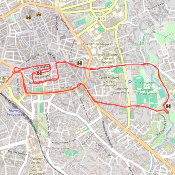 Itinéraire Aix en Foulées, distance, dénivelé, altitude, carte, profil, trace GPS