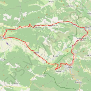 Itinéraire Quillan, distance, dénivelé, altitude, carte, profil, trace GPS