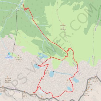 Itinéraire Mail Barrat par crête des Grauès, distance, dénivelé, altitude, carte, profil, trace GPS