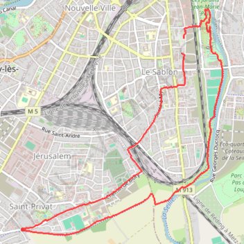 Itinéraire Sablon - Montigny - Magny, distance, dénivelé, altitude, carte, profil, trace GPS