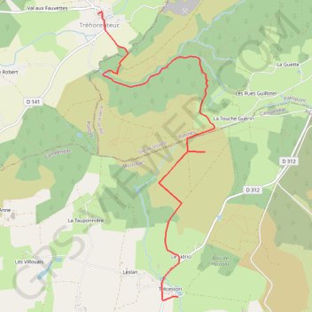 Itinéraire Du château de Trécesson à l'église du Graal - Brocéliande - Tréhorenteuc, distance, dénivelé, altitude, carte, profil, trace GPS