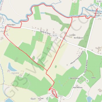 Itinéraire Sur les berges du Dropt - Monteton, distance, dénivelé, altitude, carte, profil, trace GPS
