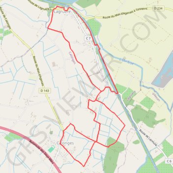 Itinéraire Calonges, balade dans la plaine de la Garonne - Pays Val de Garonne - Gascogne, distance, dénivelé, altitude, carte, profil, trace GPS