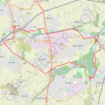 Itinéraire La Bassée sud-est, distance, dénivelé, altitude, carte, profil, trace GPS