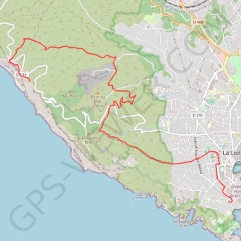 Itinéraire Randonnée de la grotte des Emigrés vers le parking du Mugel (La Ciotat), distance, dénivelé, altitude, carte, profil, trace GPS