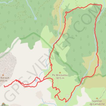 Itinéraire Sommet 2105 crête Bacqué-Brecque en circuit depuis Labrénère (RKT), distance, dénivelé, altitude, carte, profil, trace GPS