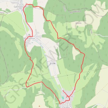Itinéraire Circuit Onans-Gémonval, distance, dénivelé, altitude, carte, profil, trace GPS